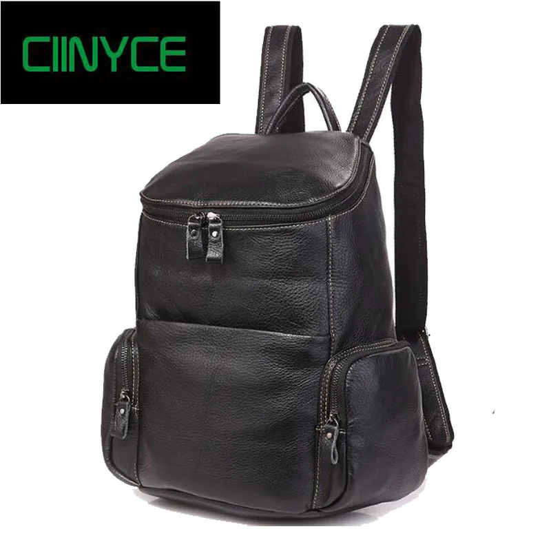 

Quality Black Vintage Genuine Leather Women's back pack Female Real Soft Cow Skin Solid Shoulder Bags Travel School Backpacks
