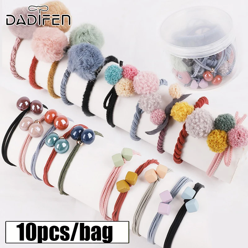 

10Pcs/Set High Elastic Hair Bands Solid Pearl Stretch Hair Ties For Women Girls Ponytail Holder Hair Ropes Hair Accessories
