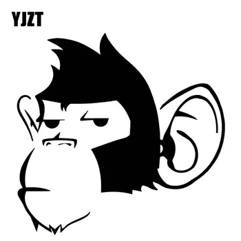 

YJZT 15.9CM*15.6CM Monkey Head Cartoon Decor Car Sticker Body Of Car Vinyl Decal Black/Silver C4-1879