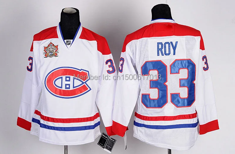 New Cheap Montreal Canadiens 33 Patrick Roy Ice Hockey Jersey,Red White Throwback,Stitched logos,Accept Mix Order,Free Shipping White.jpg