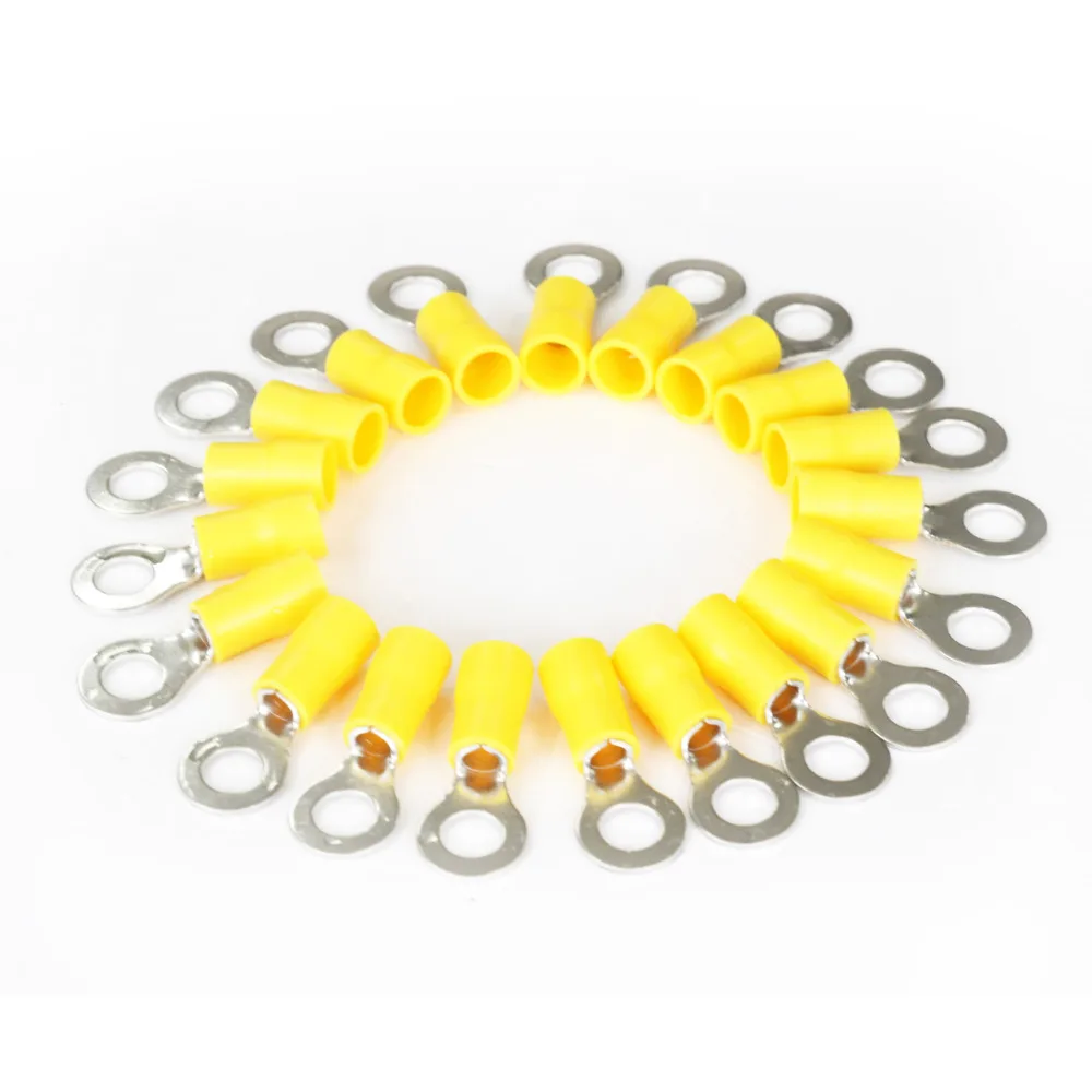20pcs Yellow 12 10 AWG Crimp Cold pressed Terminals Car Electrical Power Wire Ring Eye