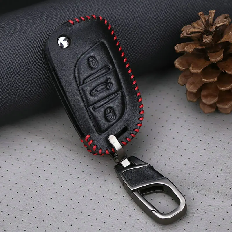Чехлы для автоключей для Citroen C2 C3 C4 C5 C4l Xsara Picasso Berlingo натуральная Кожанный чехол-сумка в виде ракушки брелок для ключей