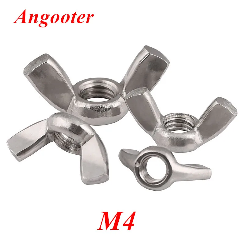

50pcs M4 Wing Nut DIN315 304 Stainless steel Hand Tighten Nut Wingnut Butterfly Nut Ingot Two Claw Nuts