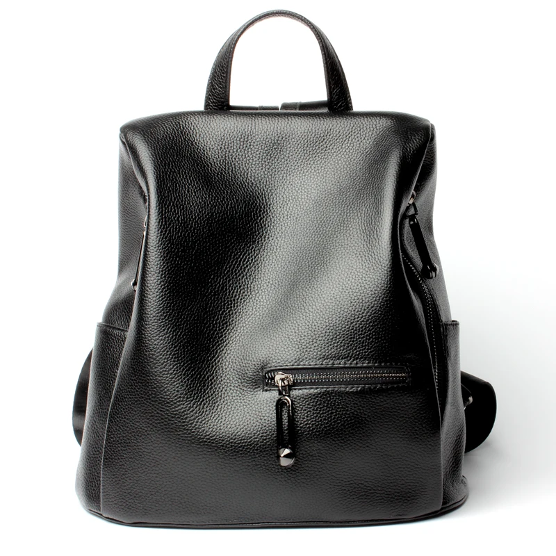 

2019 Designer Women Real Leather Backpack Black For Female High Quality Soft Genuine Leather Backpack For Girls Travel Bags