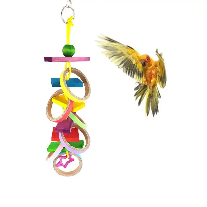 1 шт. натуральные креативные нетоксичные прочные красочные радужные деревянные кольца игрушечные Попугаи Птицы игрушки клетка аксессуары
