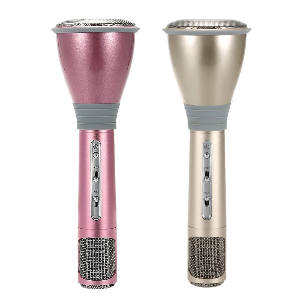 

MINI PORTABLE K068 WIRELESS BLUETOOTH 3.0 KARAOKE PLAYER MICROPHONE SPEAKER HOME KTV SONG RECORD GOLD/ROSY