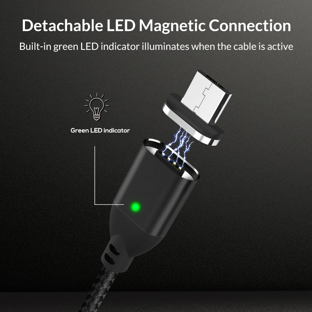 Кабель Micro USB TOPK магнитный для быстрой зарядки 1 м 3 а Samsung s6 s4 Note 6 5 Xiaomi 4X 4 Huawei P8