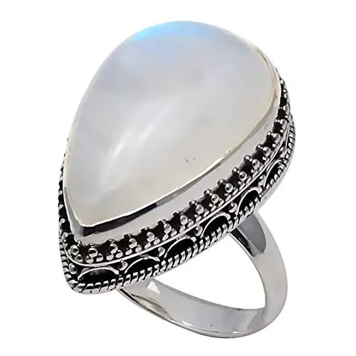 

Genuine Rainbow Moonstone Ring 925 Sterling Silver,USA Size :9, 2SR0168