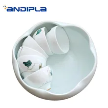 Креативный чай мыть керамический лепесток формы подставка для чашки китайский чайный набор кунг-фу чайная посуда домашний цветочный горшок ремесла Декор