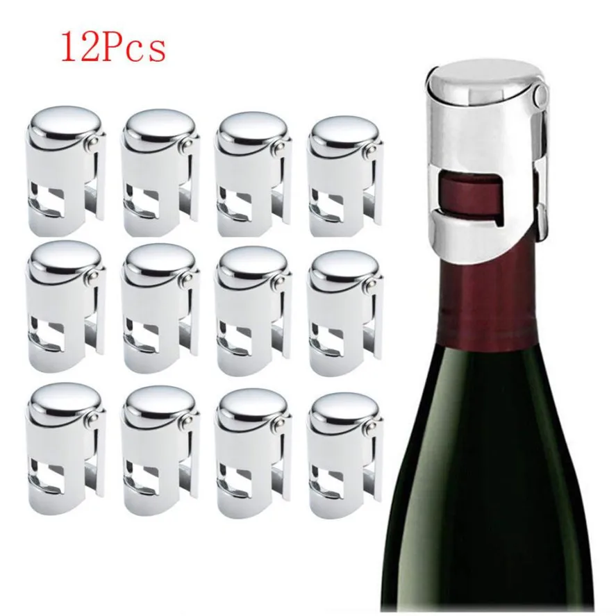 New Creative Bar Wine Bottle Stopper 12Pcs Stainless Steel Champagne