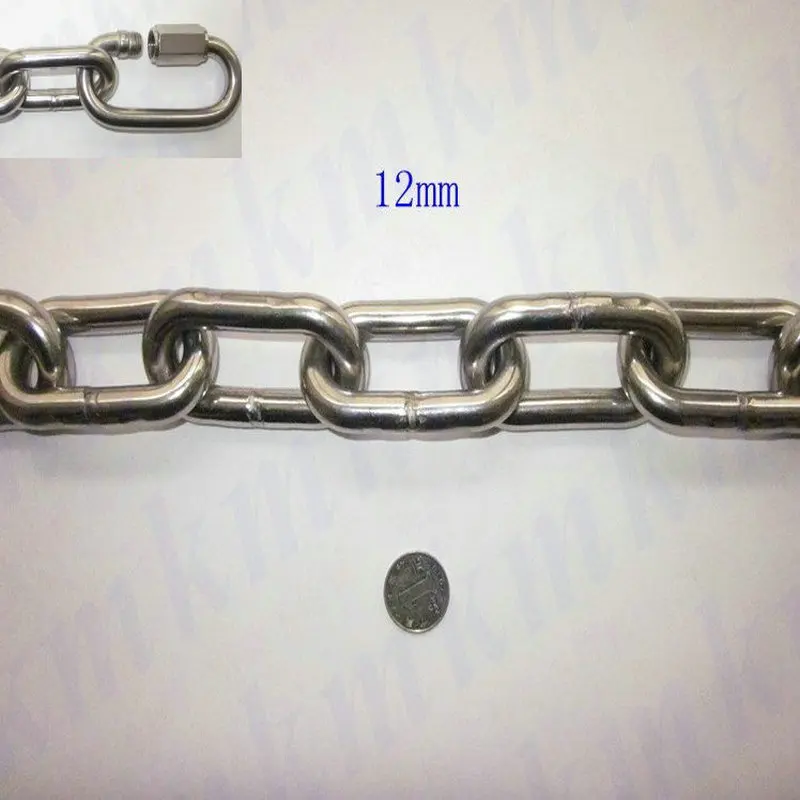 Standard 304 stainless steel 12MM diameter long type link chain-in Chains from Home Improvement 