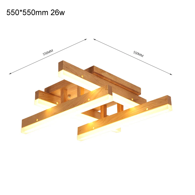 Светодиодный потолочный светильник из дерева для спальни, гостиной, AC85-265V, светодиодный потолочный светильник lamparas de techo - Цвет корпуса: 55x55cm 26w