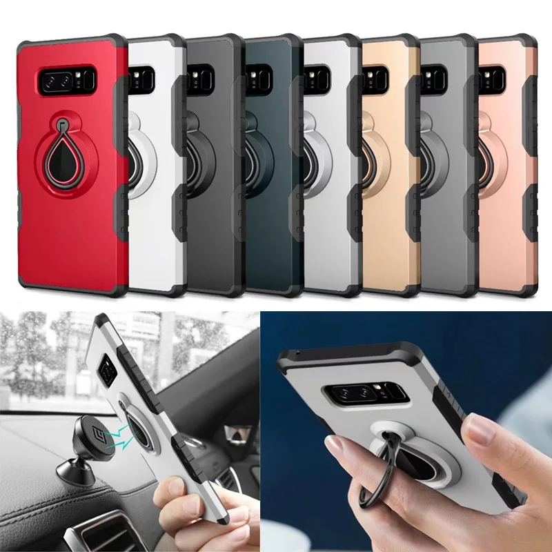 

Case for Samsung Galaxy Note 8 Car Holder Stand Magnetic Suction Bracket Finger Ring Soft TPU Cover for Samsung S8 plus S7edge