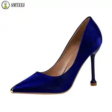Luxury Bling silk women pumps Fashion Ladies Satin Black Blue Red Wedding Pointed Toe Crystal Thin Heels Party Stiletto Shoes