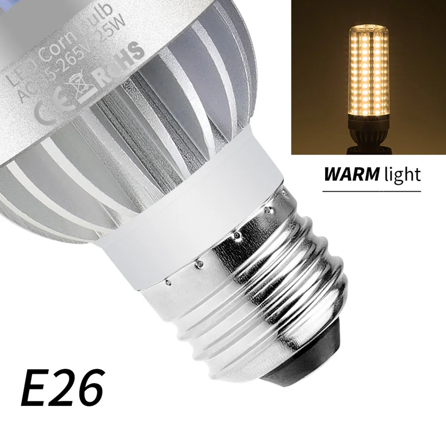 E27 светодиодный потолочный светильник 25 Вт, 35 Вт, 50 Вт E26 светодиодный 220 V кукурузы лампа SMD 5730 Алюминий Вентилятор охлаждения без мерцающие, светодиодные лампочки 110 V коммерческое освещение - Испускаемый цвет: Warm White E26