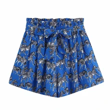 Женский ремень с бантом с животным принтом Шорты Женский эластичный пояс бумажный мешок карманные шорты шикарный рисунок зебры pantalone cortos P516