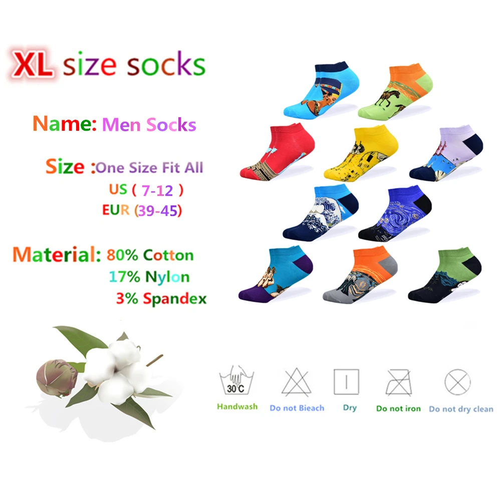 Носки, мужские носки-башмачки новейшего дизайна, короткие летние носки, качественные цветные мужские хлопковые носки с рисунком маслом