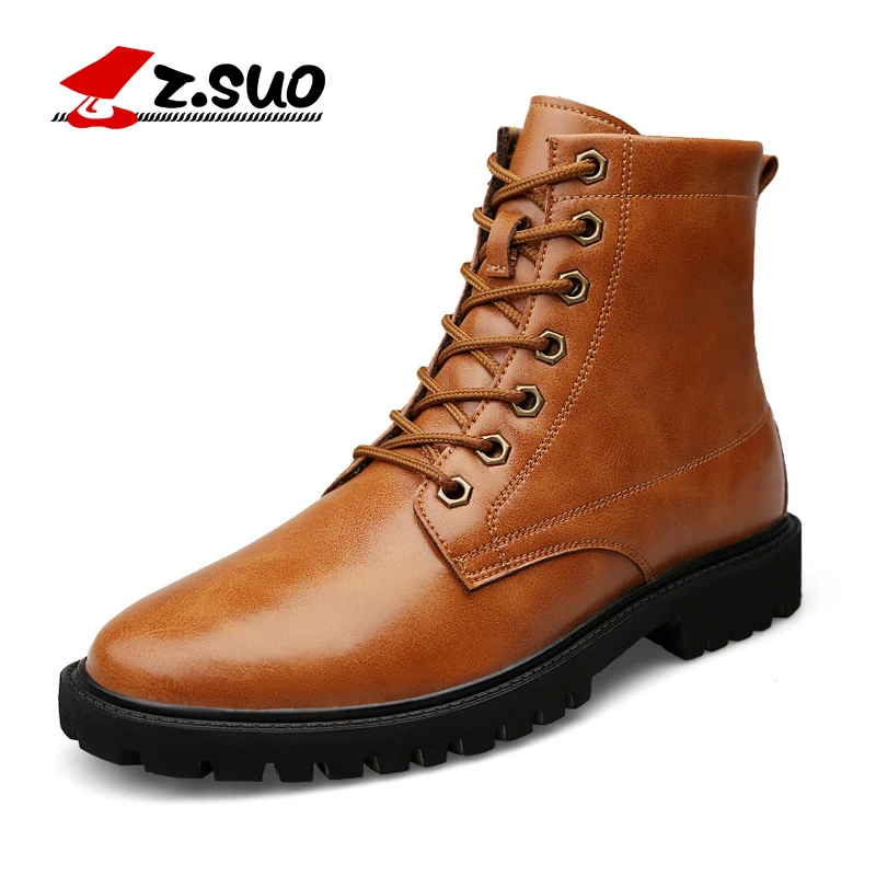 

ZSUO Men Winter Leather Ankle Boots Big Size Warm Outdoor Safety Work Sonw Shoes Male Fashion Lace Up Footwear Zapatos De Hombre