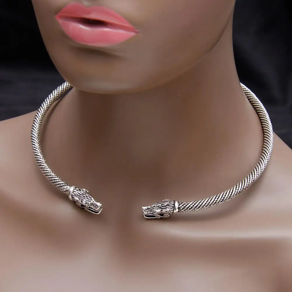 LAKONE Teen Wolf Head Viking Necklace Choker Collar Indian Jewelry Fashion Accessories Cuff Necklace Men Women 2019 Dropshipping LAKONE Teen Wolf Head Viking Necklace Choker Collar Indian Jewelry Fashion Accessories Cuff Necklace Men Women 2019 Dropshipping