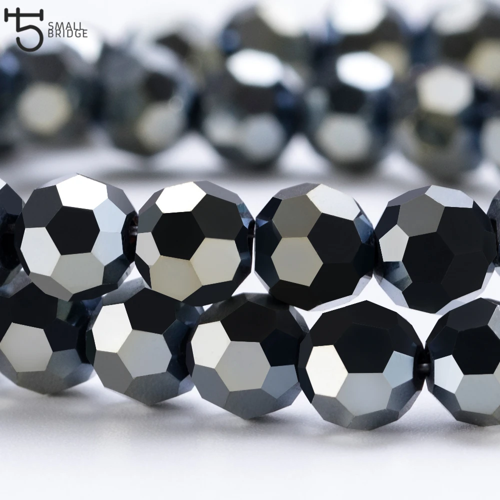 3, 4, 6, 8 мм чешские черные стеклянные бусины для изготовления ювелирных изделий браслет Diy ожерелье бусины Круглые свободные бусины кристалл Z102