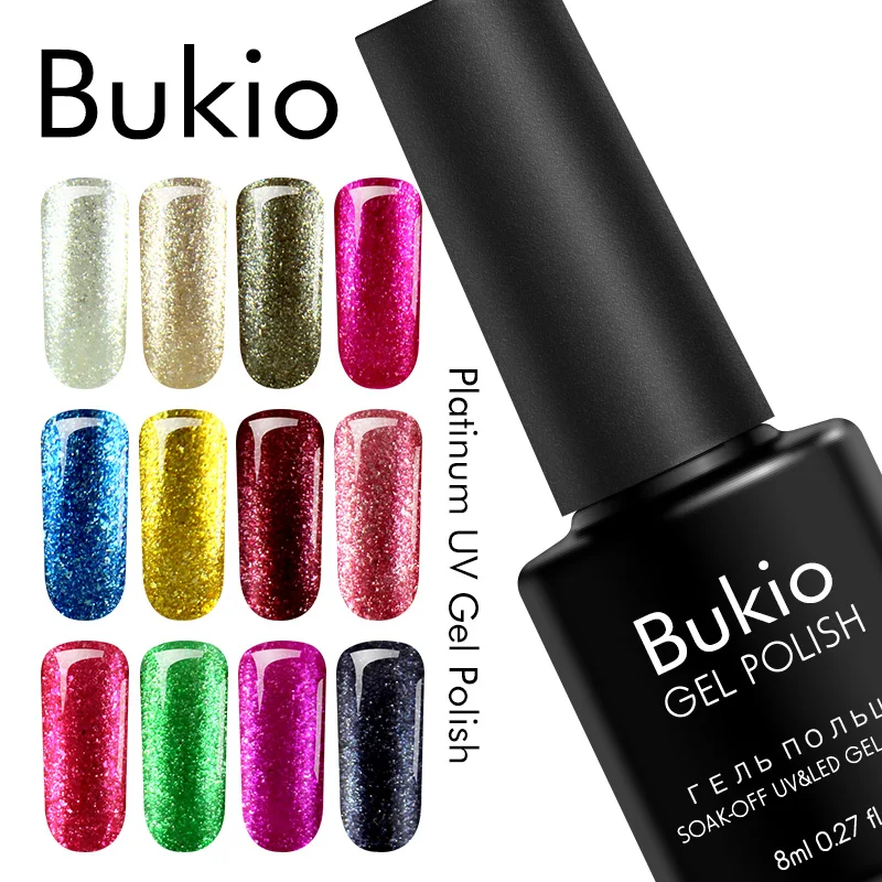 Bukio маникюрный дизайн Платиновый гель для ногтей полуперманентный УФ и Led эмаль
