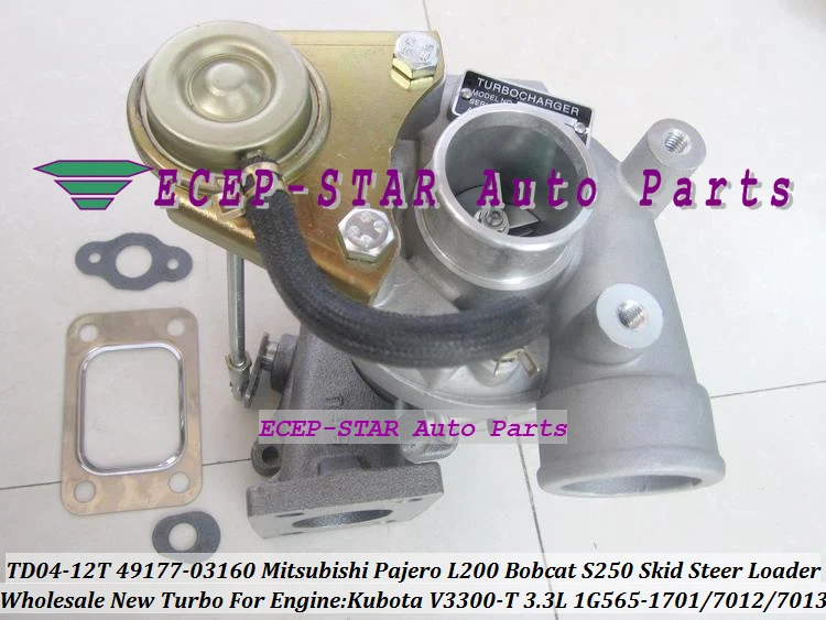 TD04-12T 49177-03160 1G565-1701 Turbo Turbocharger For Mitsubishi Pajero L200 Bobcat S250 Skid Steer Loader Kubota V3300-T 3.3L (5)