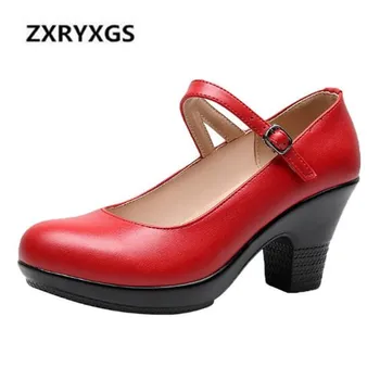 

2019 New Spring Elegant Buckle Round Head Women High Heel Shoes Non-slip Comfortable Women Shoes Breathable Fashion Shoes Woman