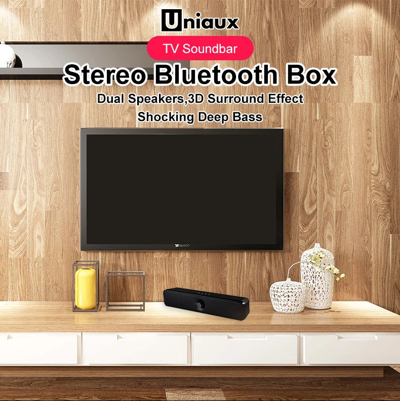 TV Soundbar Blueto oth Subwoofer Bass Speaker Built in Battery Aux Audio Line TF USB Television Speaker Home Theater