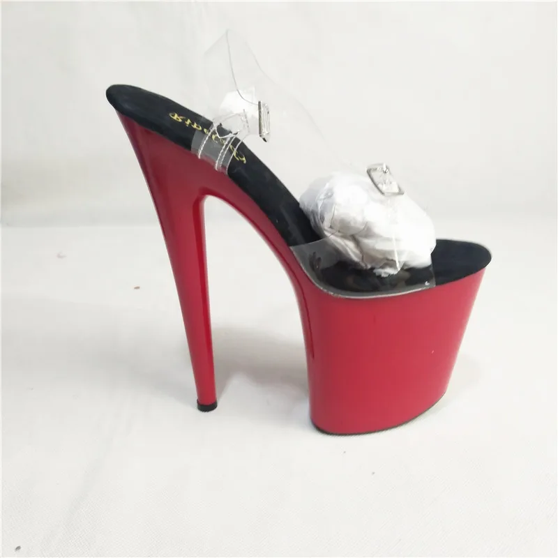 

New style, beautiful transparent vamp, lacquer platform will be high heels, 20 cm sexy model sandals, pole dancing shoes