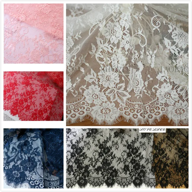 3 м/лот 150 см широкая Толстая кружевная ткань с ресничками для свадебного платья