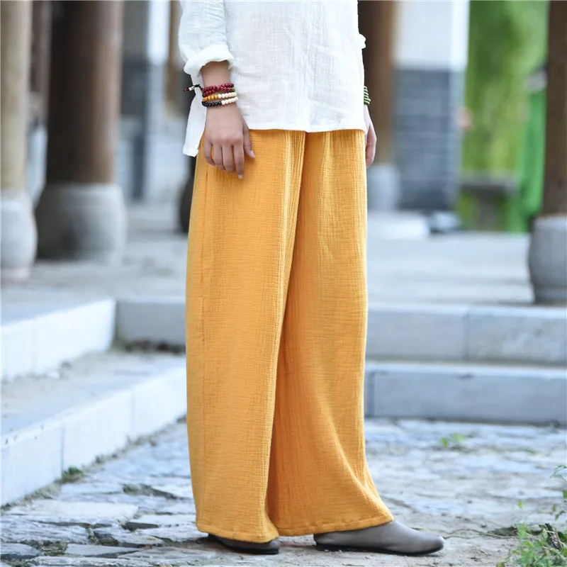 7 цветов однотонный комплект с эластичной резинкой на талии хлопковые Для женщин широкие штаны Большие размеры Повседневные длинные брюки