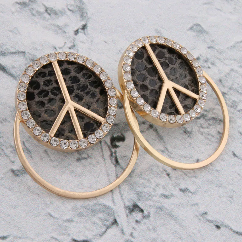 

NeeFu WoFu Leather Earring for Woman peace Earrings Rhinestone horse hair Large Brinco Ear Oorbellen Christmas
