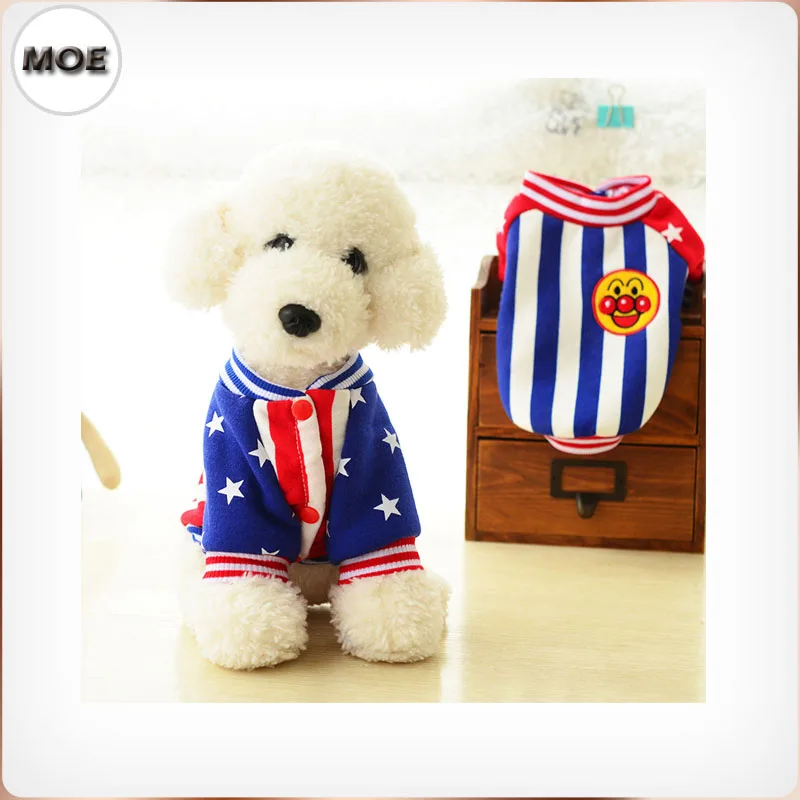 2017 High Quality Striped Buttons Fashion Design Dog Sweatshirt Winter