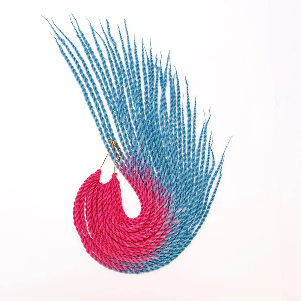 LISI волосы Омбре Сенегальские крученые волосы на крючках косички 24 дюйма 30 корней/упаковка синтетические плетеные волосы для женщин серые, синие, розовые, брови