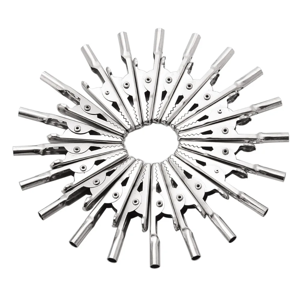 

21pcs New Electric Test Crocodile Alligator Clips 50mm Metal Insulated Test Alligator Clamp Connector