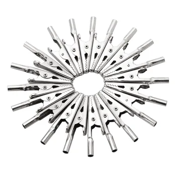 

21pcs New Electric Test Crocodile Alligator Clips 50mm Metal Insulated Test Alligator Clamp Connector