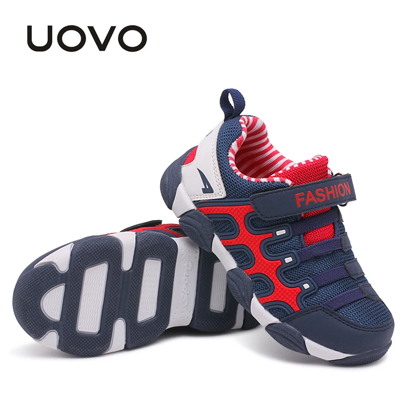 UOVO 2019 الربيع الاطفال العلامة التجارية أحذية رياضية الأزياء الملونة عارضة الأطفال أحذية للبنين والبنات المطاط تشغيل أحذية رياضية