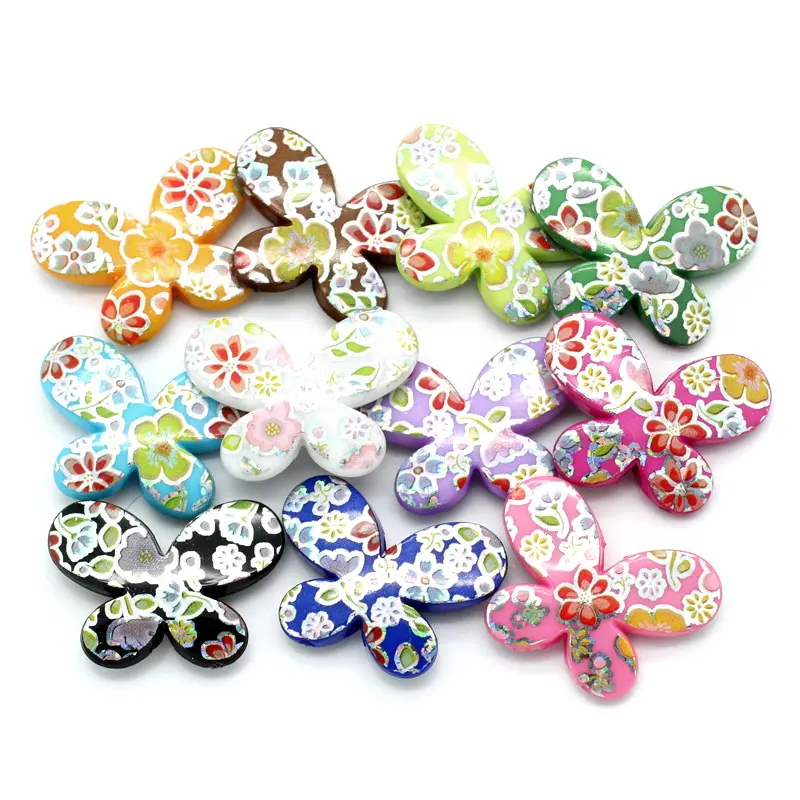 

LASPERAL 20PCs Acrylic Spacer Beads Color Flower Pattern Butterfly Mixed Acrylic Beads For Jewelry Making Findings 29x22mm
