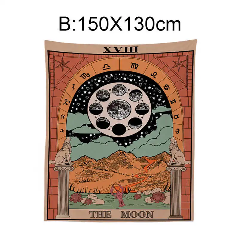 150x130cm tapestry Европейское гадание гобелен средневековая звезда Солнце гобелен с Луной для декора настенные подвесные гобелены колдовство настенный гобелен@ 25 - Цвет: 150x130cm tapestry