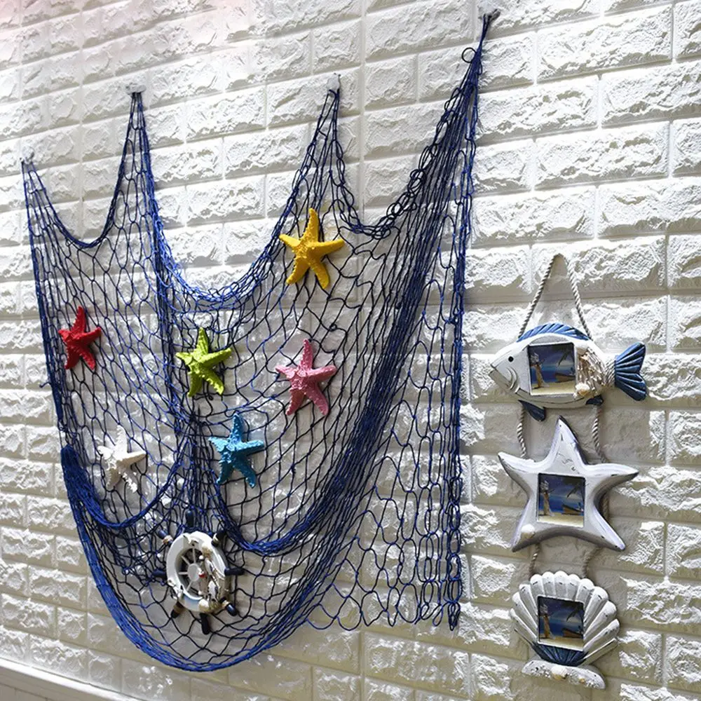 PetHot Decorative Nautical Fishing Net Seaside Wall Beach for Party Livingroom Garden Seaside Wall Beach Decor Blue 