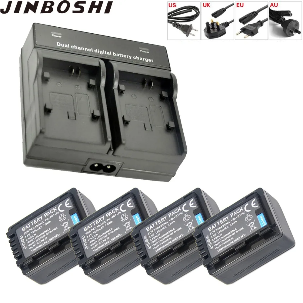 

4pc new VW-VBT190 VBT190 1950mAH Battery+ Dual Charger For Panasonic HC-V110,HC-V130,HC-V160, HC-V180, HC-V201, HC-V210, HC-V250