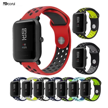 

BOORUI amazfit bip strap 20mm 22mm Double Color Silicone Replacement Watchband For Xiaomi Huami Amazfit Bip youth watch
