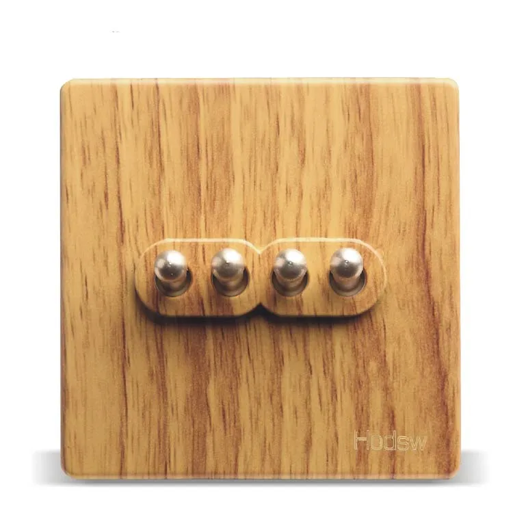 

Luxury Yellow Wood Pattern 86 Wall Switch, 4 Gang 2 Way, AC 110 ~ 250V