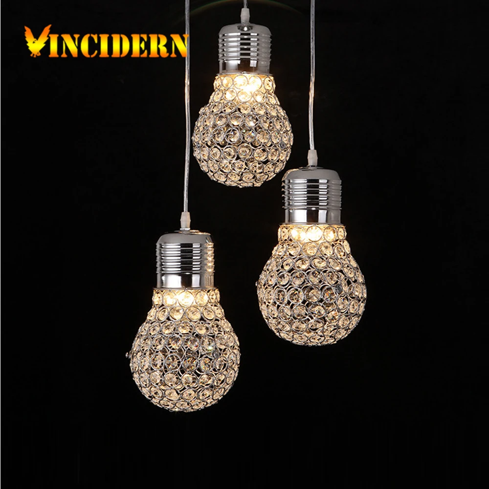 LED Crystal Glass Ball Pendant Lamp Bar Cafe Room Pendant ...