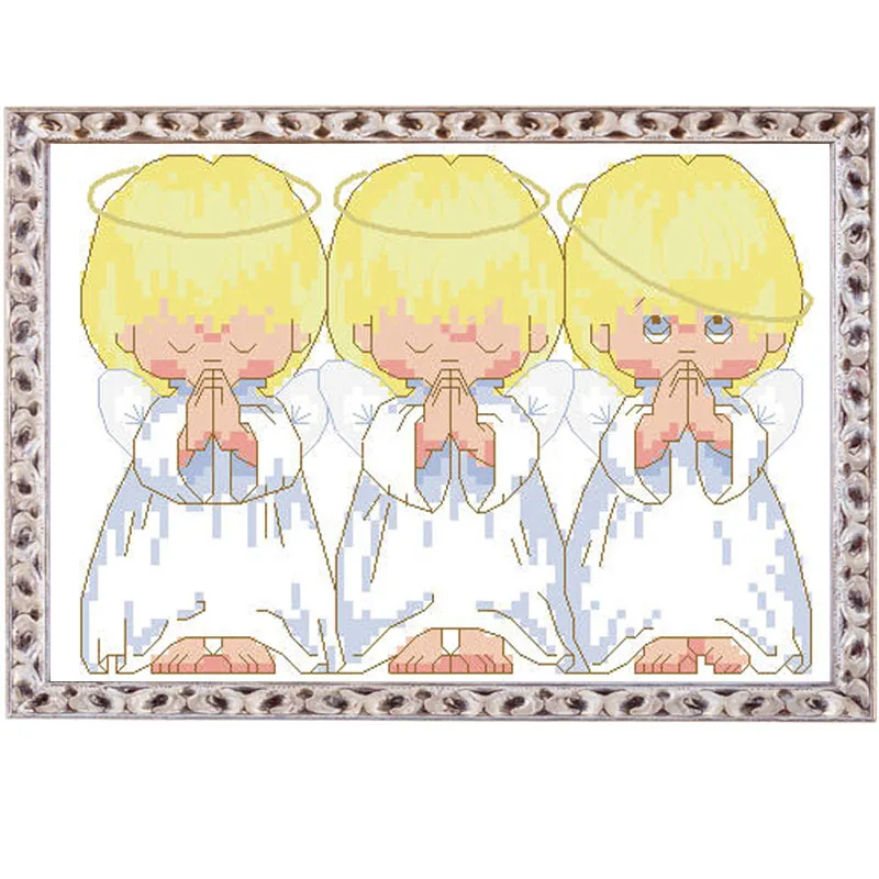 

Golden Panno,Needlework,DIY DMC Cross stitch,Sets For Embroidery kit 11ct unprinted cotton thread Little Angels Cross-Stitching
