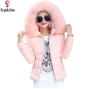 

2020New Women's Padded Down Jacket Winter Warm Coat big Fur Hoodie Thin Zipper Short Coat Ladies Elegant Winter Jacket LZ878