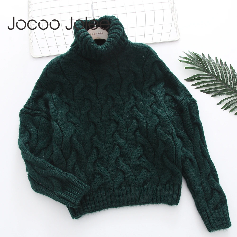 

Jocoo Jolee Women Turtleneck Sweaters Autumn Winter Pull Jumpers European Casual Twist Warm Sweaters Female Oversized Sweater
