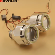 2.5 Automobiles External Lights Lenses DRL HID Bi Xenon H1 Projector Headlight Lens with White LEDs COB Angel Eyes for H4 H7 Car