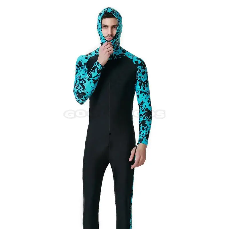 Профессиональный купальник Костюмы Для мужчин один штук Рашгард купальный костюм с капюшоном UPF50+ Плавание Серфинг Спортивные Купальники