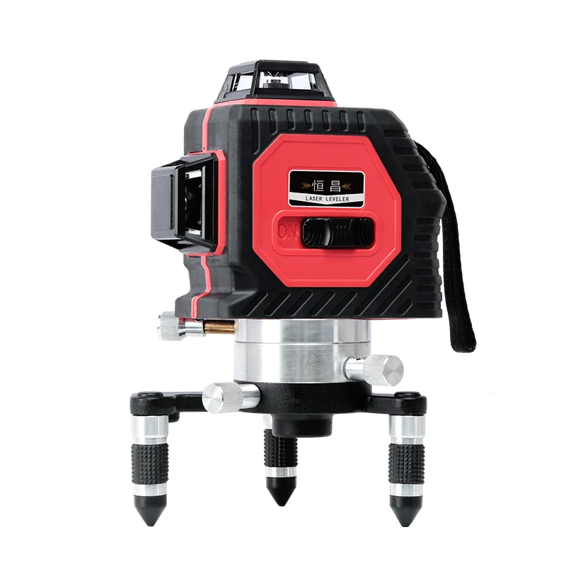 

12 lines red light level 3D professional stick wall laser level chalk line 20 times the strong light with 2 lithium battery